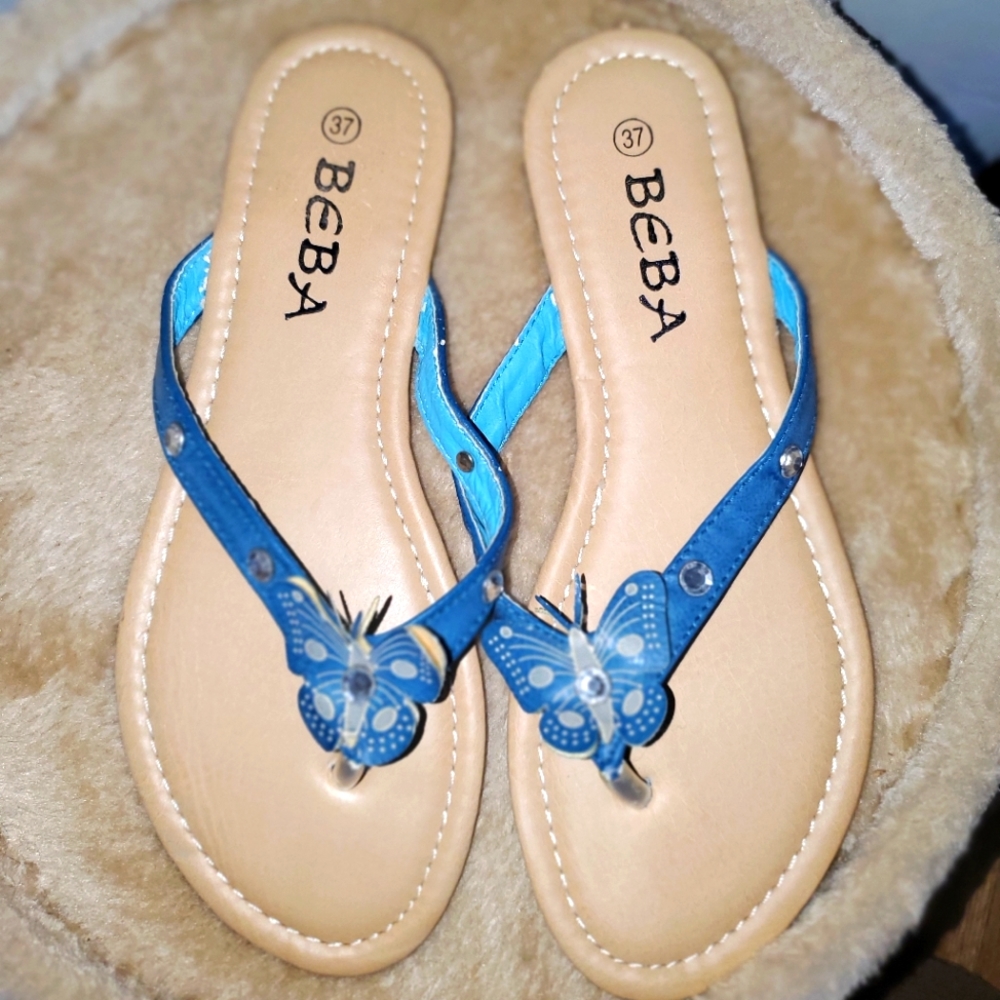 Beba blue sandals with butterfly detail